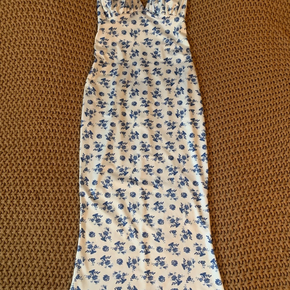 Floral Blue and White Maxi Dress